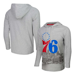 Philadelphia 76ers Stadium Essentials Atrium Raglan Long Sleeve Hoodie T-Shirt Heather Gray - NBA