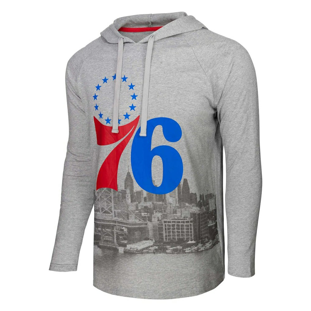 Philadelphia 76ers Stadium Essentials Atrium Raglan Long Sleeve Hoodie T-Shirt Heather Gray - NBA