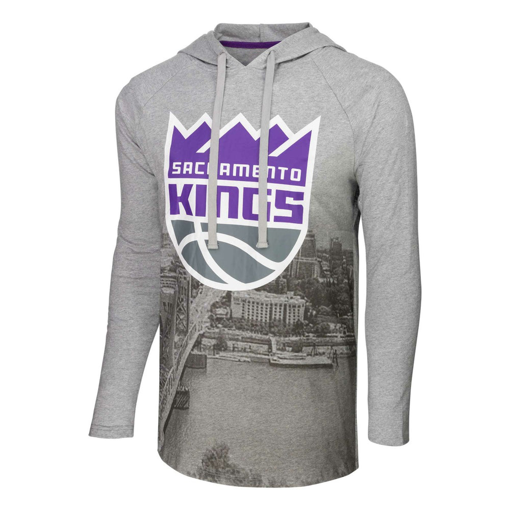 Sacramento Kings Stadium Essentials Atrium Raglan Long Sleeve Hoodie T-Shirt Heather Gray - NBA
