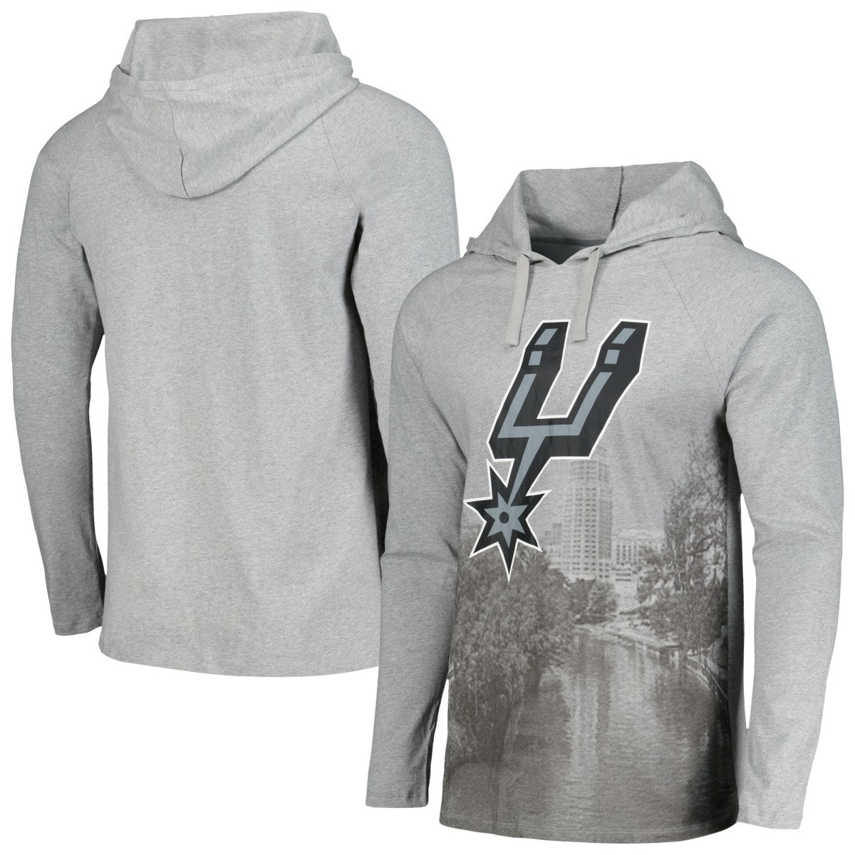 San Antonio Spurs Stadium Essentials Atrium Raglan Long Sleeve Hoodie T-Shirt Heather Gray - NBA