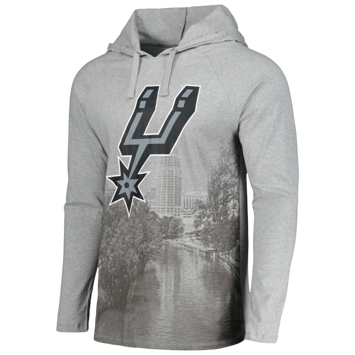 San Antonio Spurs Stadium Essentials Atrium Raglan Long Sleeve Hoodie T-Shirt Heather Gray - NBA