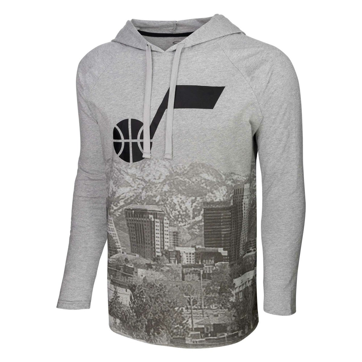 Utah Jazz Stadium Essentials Atrium Raglan Long Sleeve Hoodie T-Shirt Heather Gray - NBA