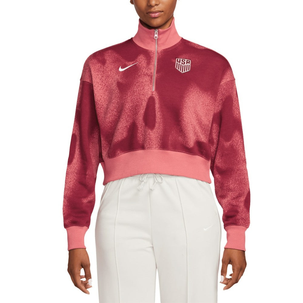 USMNT Women's Phoenix Fleece Cropped Quarter-Zip Jacket Pink | Nike discount