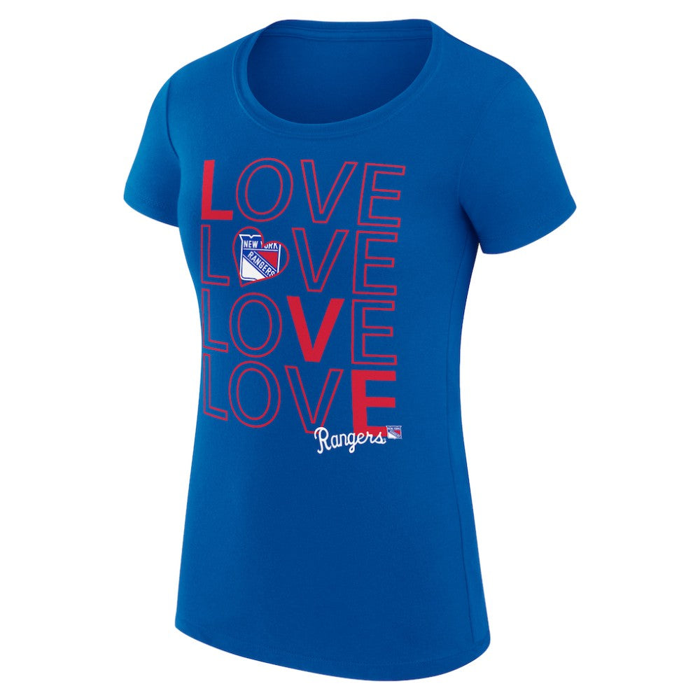 New York Rangers G-III 4Her by Carl Banks Women's Super-Slim Fit Lightweight Hockey Love T-Shirt - Royal - NHL