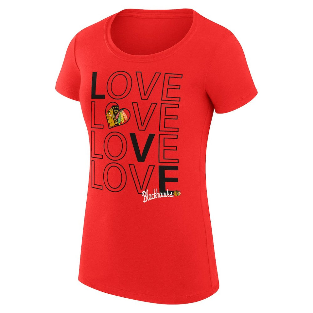 Chicago Blackhawks G-III 4Her by Carl Banks Women's Super-Slim Fit Lightweight Hockey Love T-Shirt - Red - NHL