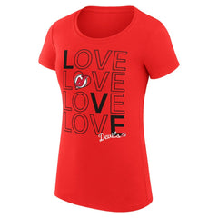 New Jersey Devils G-III 4Her by Carl Banks Women's Super-Slim Fit Lightweight Hockey Love T-Shirt - Red - NHL