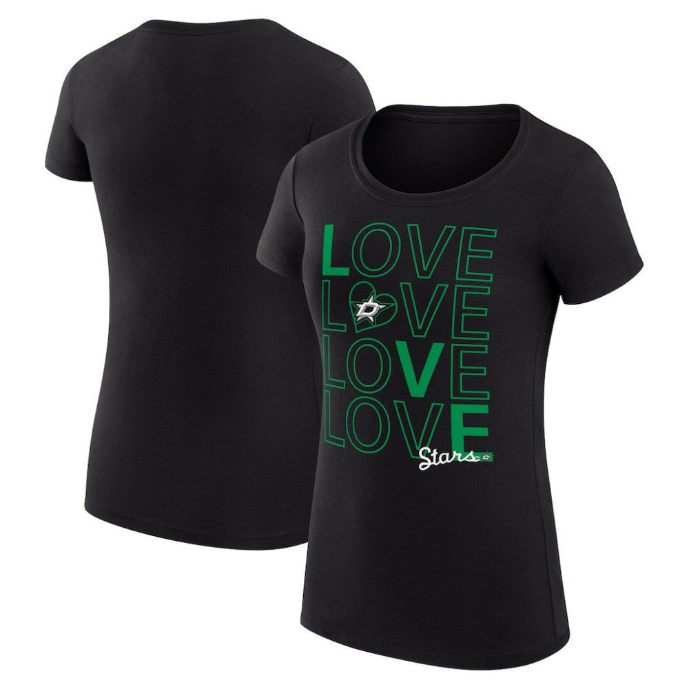 Dallas Stars G-III 4Her by Carl Banks Women's Super-Slim Fit Lightweight Hockey Love T-Shirt - Black - NHL