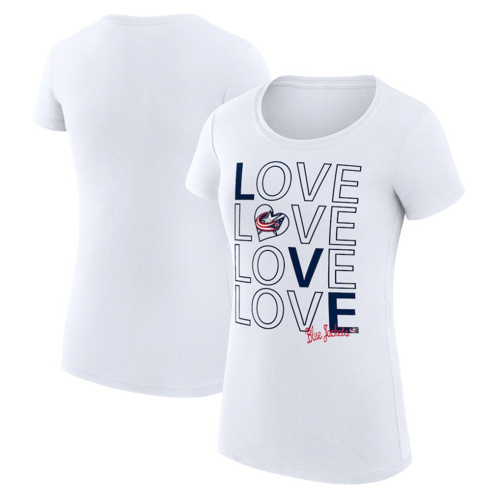 Columbus Blue Jackets G-III 4Her by Carl Banks Women's Super-Slim Fit Lightweight Hockey Love T-Shirt - White - NHL