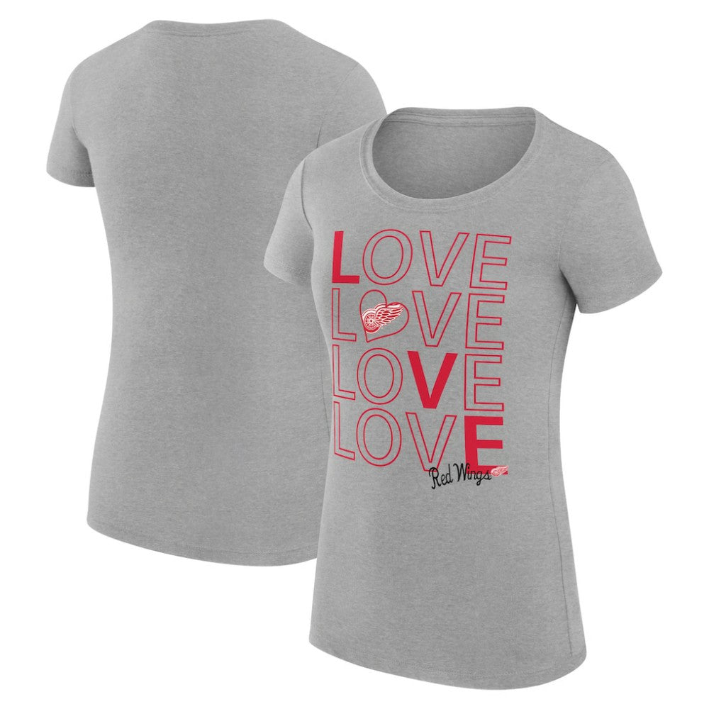 Detroit Red Wings G-III 4Her by Carl Banks Women's Super-Slim Fit Lightweight Hockey Love T-Shirt - Heather Gray - NHL