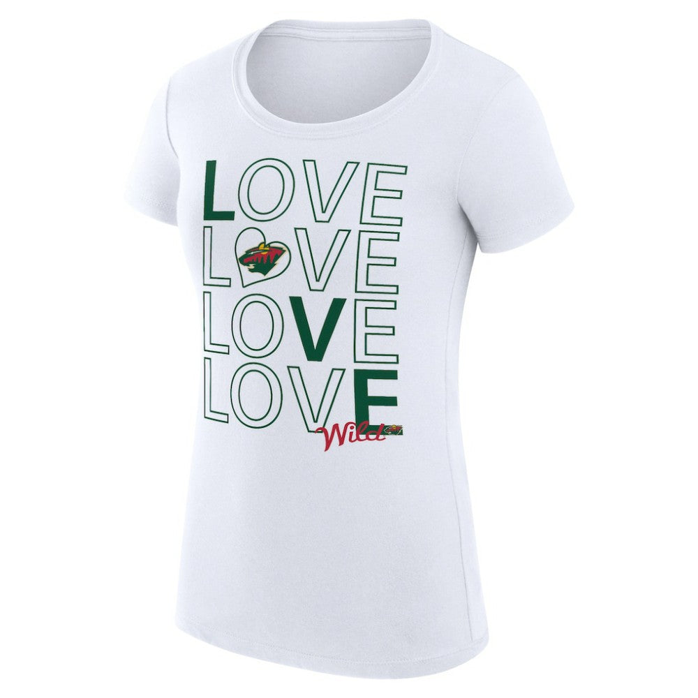 Minnesota Wild G-III 4Her by Carl Banks Women's Super-Slim Fit Lightweight Hockey Love T-Shirt - White - NHL