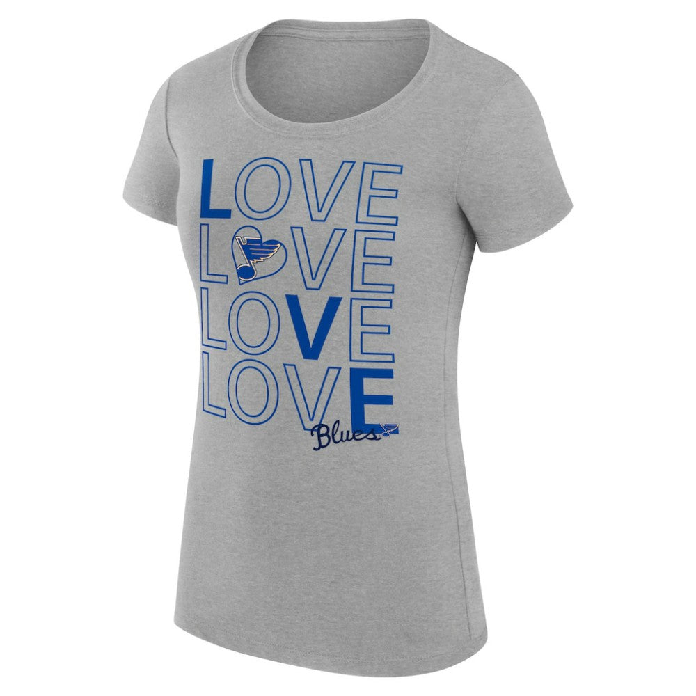St. Louis Blues G-III 4Her by Carl Banks Women's Super-Slim Fit Lightweight Hockey Love T-Shirt - Heather Gray - NHL