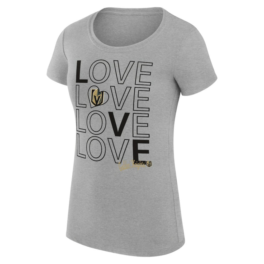 Vegas Golden Knights G-III 4Her by Carl Banks Women's Super-Slim Fit Lightweight Hockey Love T-Shirt - Heather Gray - NHL