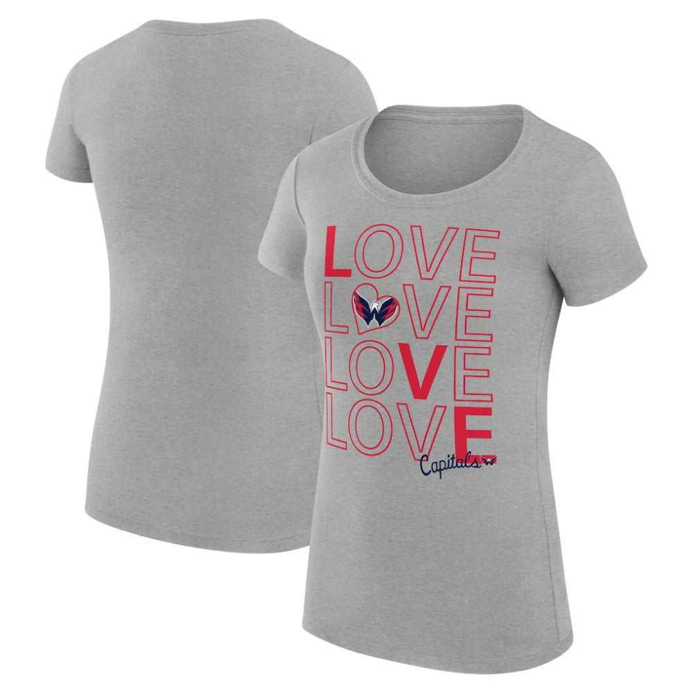 Washington Capitals G-III 4Her by Carl Banks Women's Super-Slim Fit Lightweight Hockey Love T-Shirt - Heather Gray - NHL