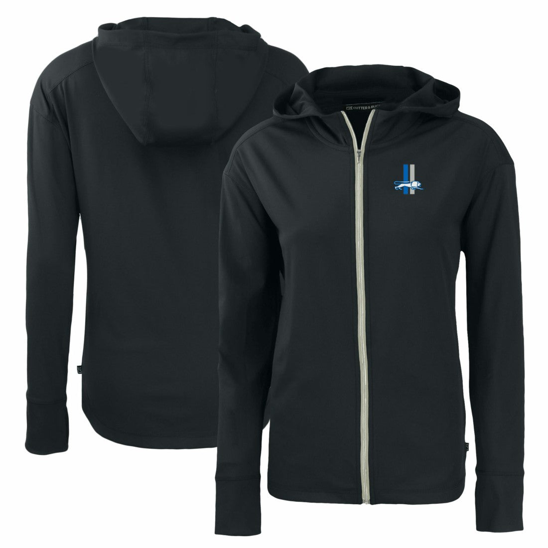 Detroit Lions Cutter & Buck Women's Throwback Daybreak Eco Recycled Half-Zip Hoodie Black | NFL