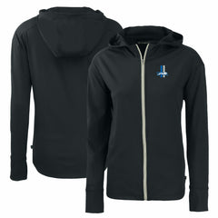 Detroit Lions Cutter & Buck Women's Throwback Daybreak Eco Recycled Half-Zip Hoodie Black | NFL
