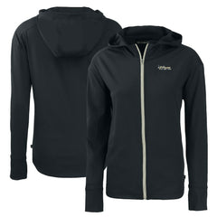 New York Jets Cutter & Buck Women's Throwback Daybreak Eco Recycled Half-Zip Hoodie Black | NFL