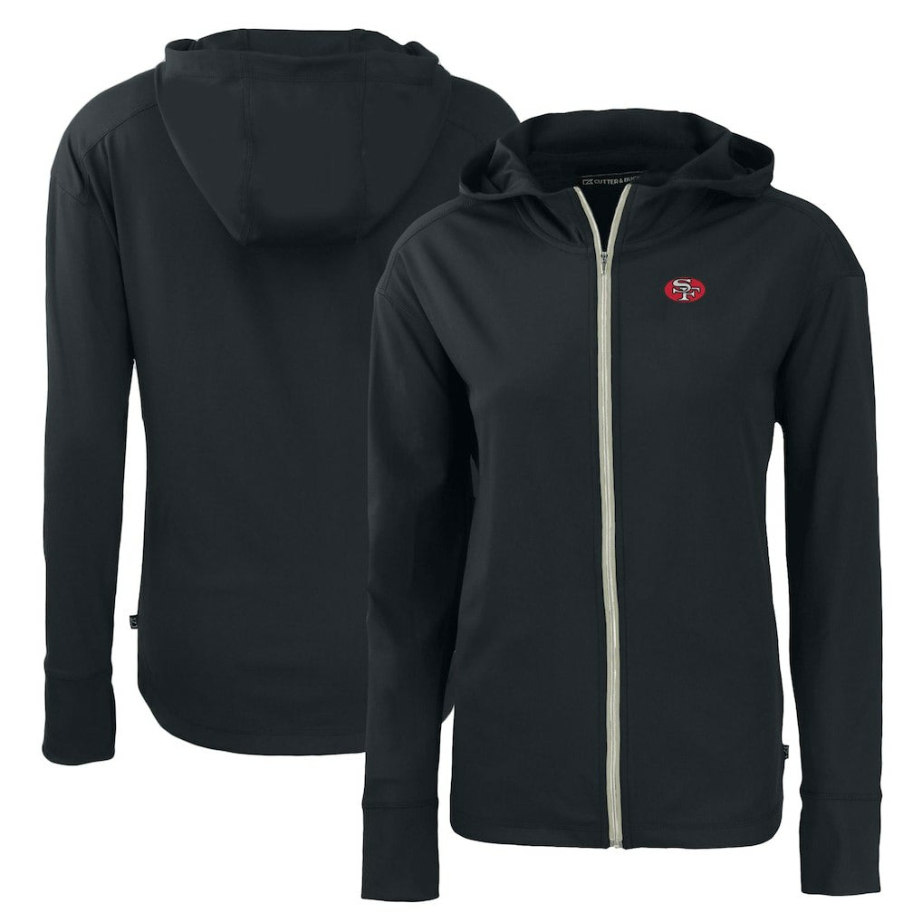 San Francisco 49ers Cutter & Buck Women's Throwback Daybreak Eco Recycled Half-Zip Hoodie Black | NFL