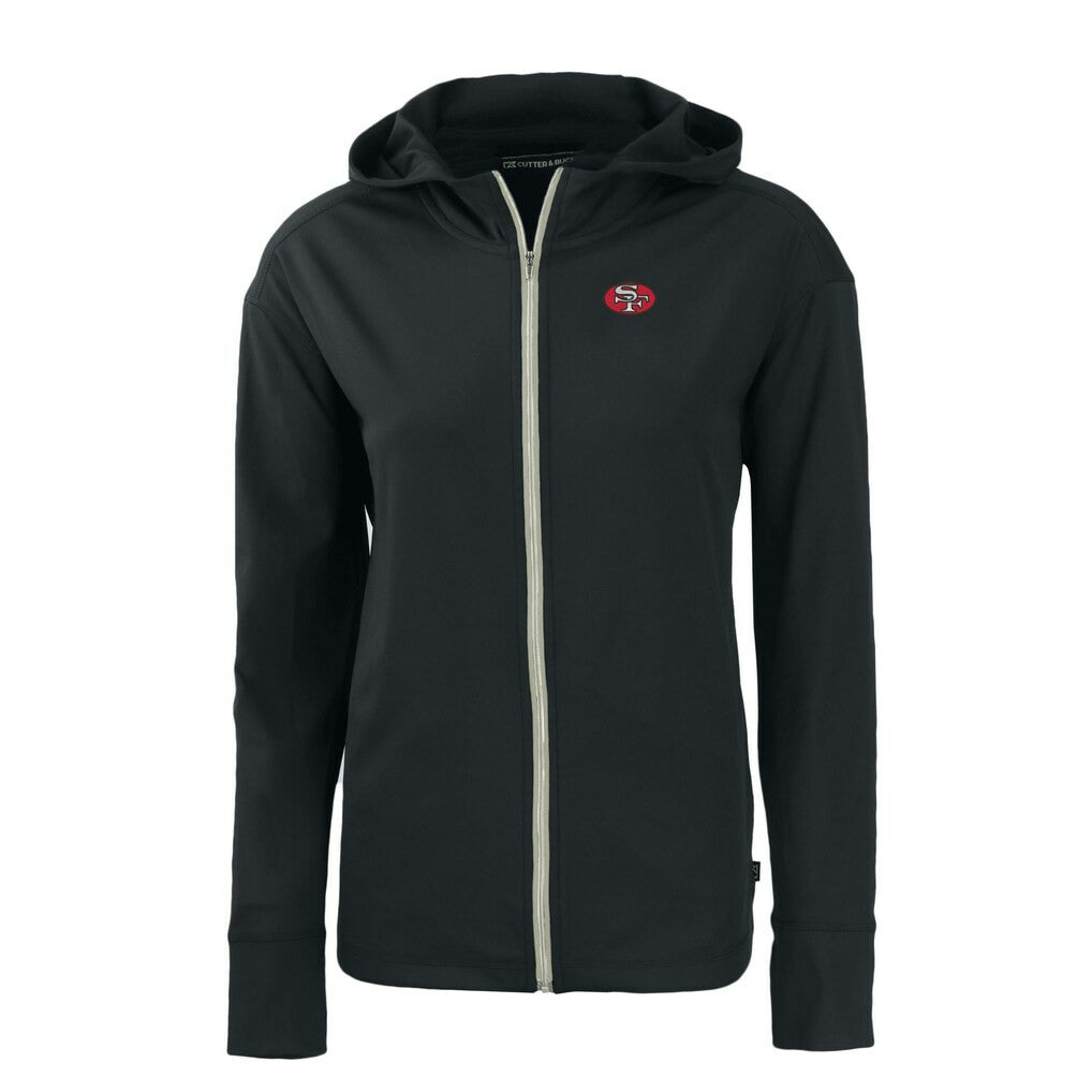 San Francisco 49ers Cutter & Buck Women's Throwback Daybreak Eco Recycled Half-Zip Hoodie Black | NFL