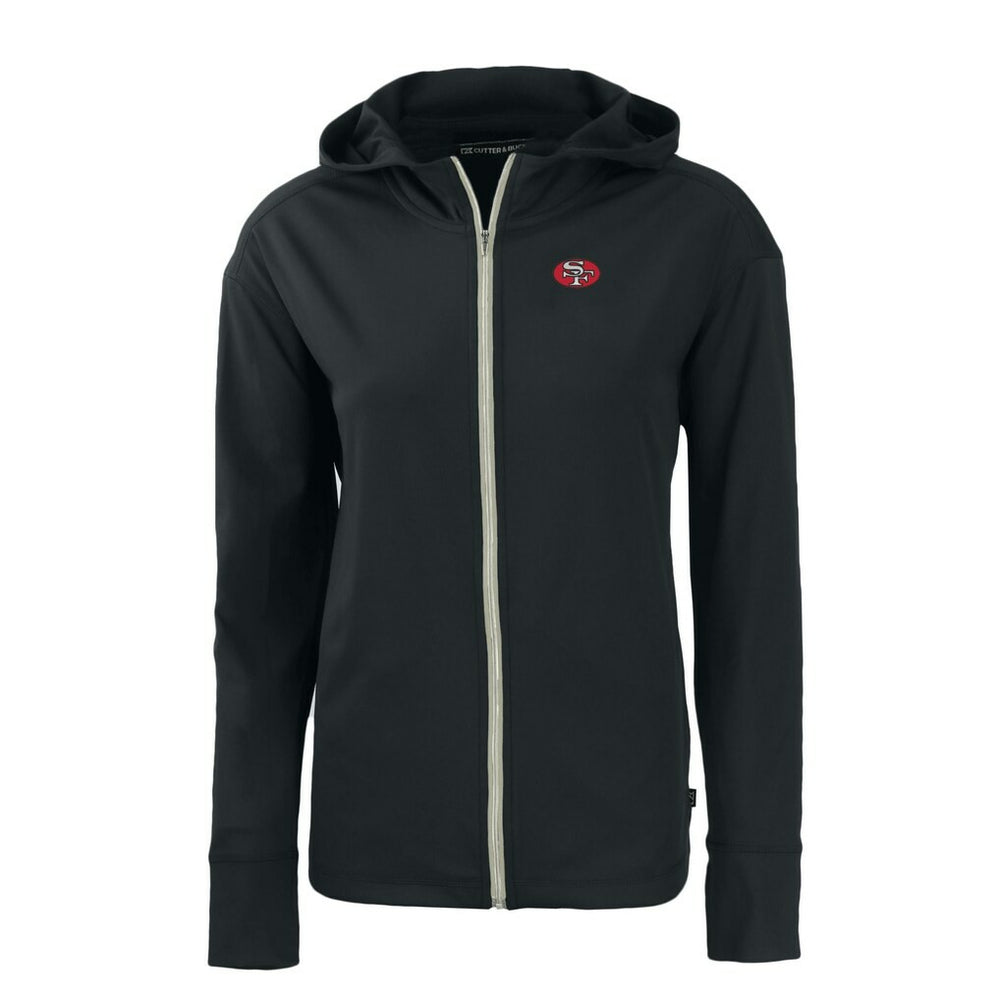 San Francisco 49ers Cutter & Buck Women's Throwback Daybreak Eco Recycled Half-Zip Hoodie Black | NFL