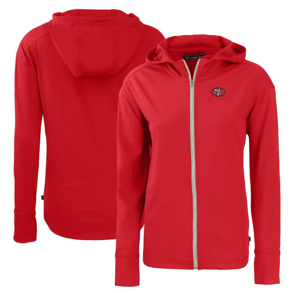 San Francisco 49ers Cutter & Buck Women's Throwback Daybreak Eco Recycled Half-Zip Hoodie Scarlet | NFL