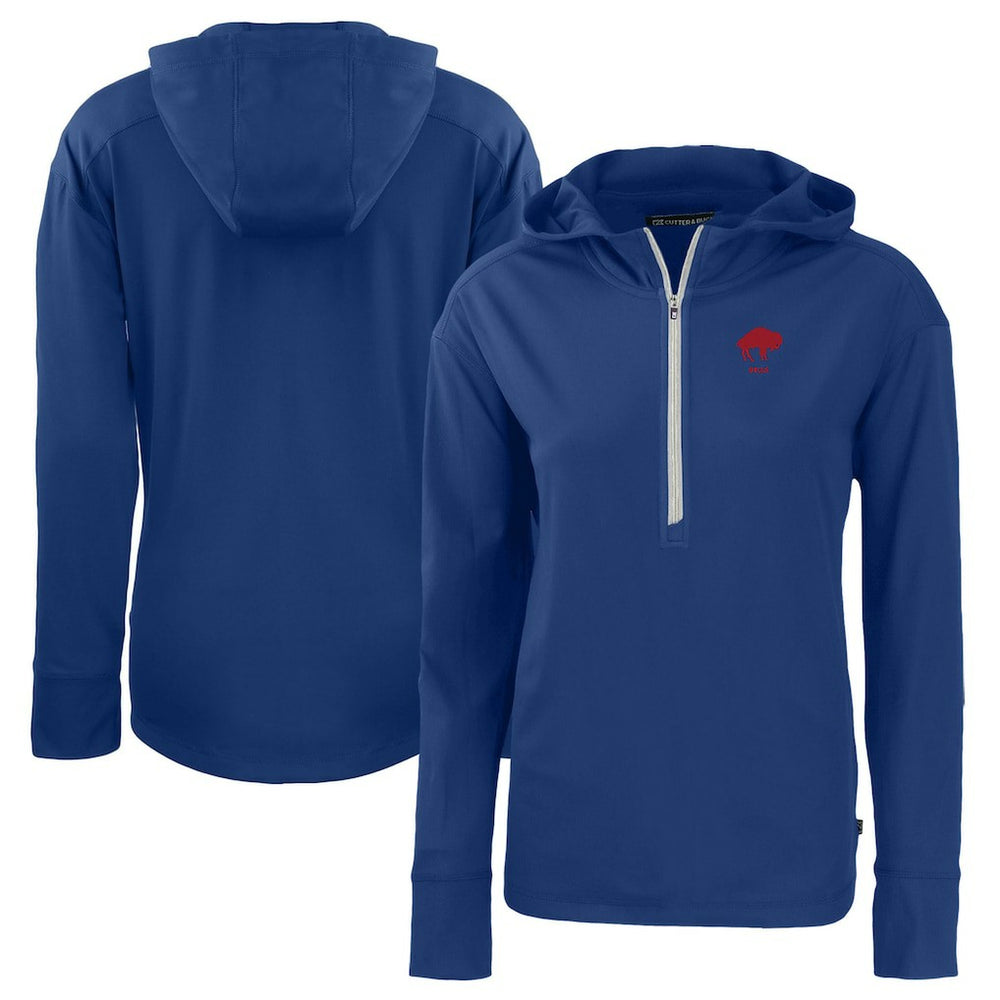 Buffalo Bills Cutter & Buck Women's Throwback Daybreak Eco Recycled Half-Zip Hoodie Royal | NFL