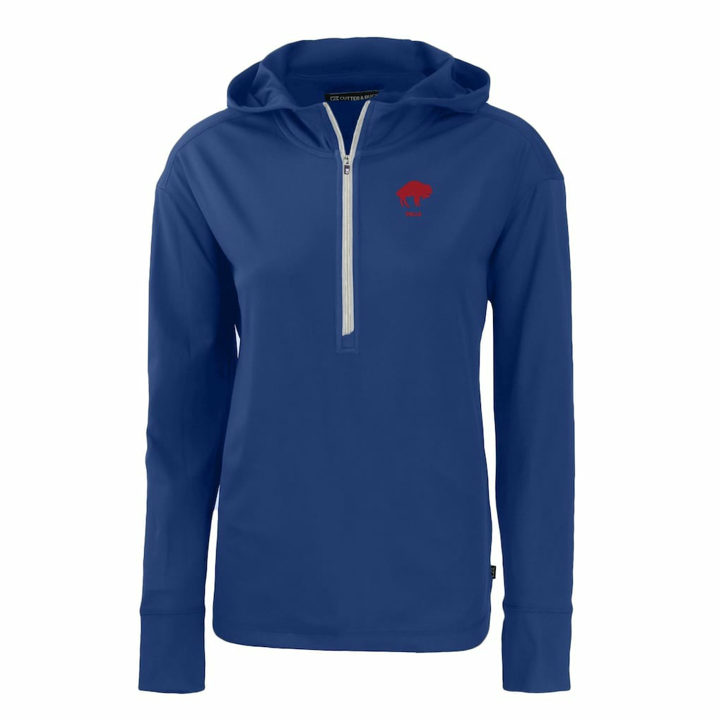 Buffalo Bills Cutter & Buck Women's Throwback Daybreak Eco Recycled Half-Zip Hoodie Royal | NFL