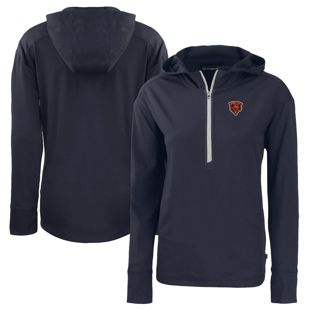 Chicago Bears Cutter & Buck Women's Throwback Daybreak Eco Recycled Half-Zip Hoodie Navy | NFL