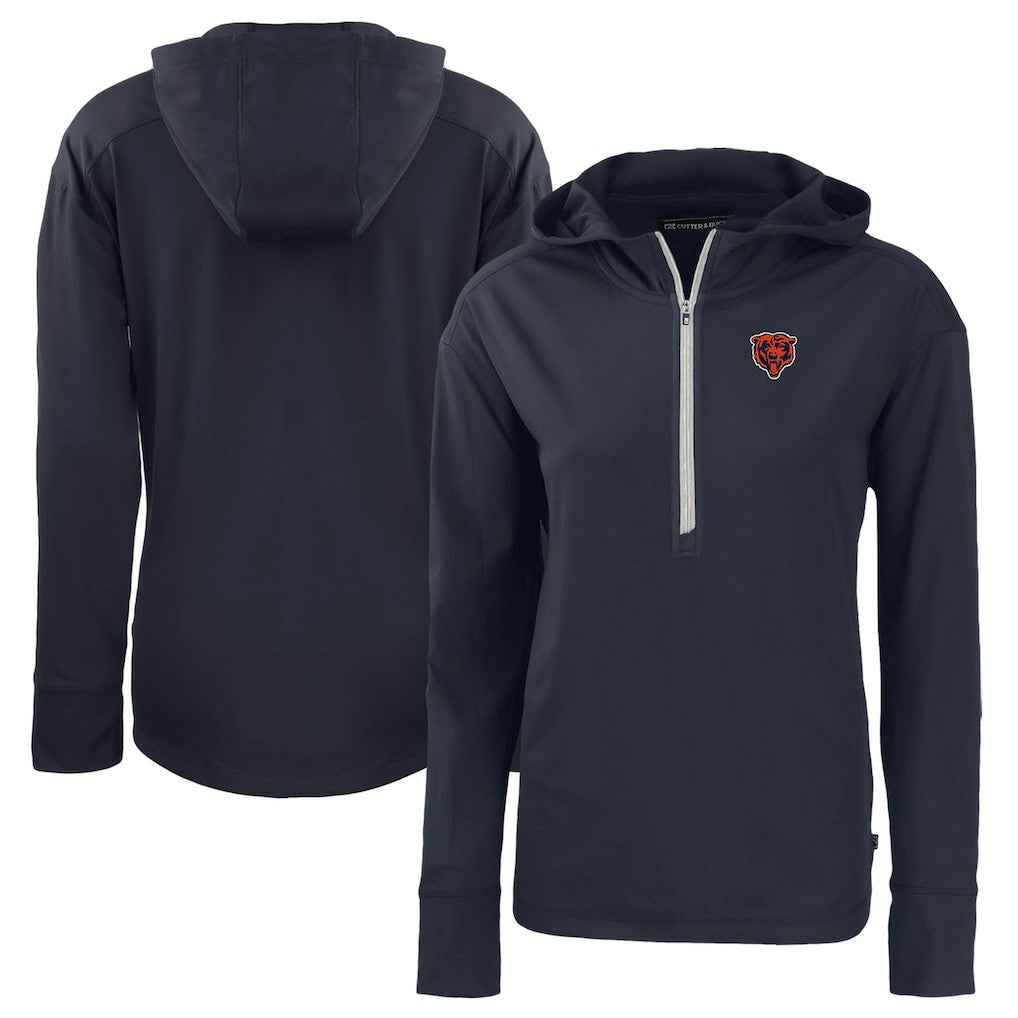 Chicago Bears Cutter & Buck Women's Throwback Daybreak Eco Recycled Half-Zip Hoodie Navy | NFL