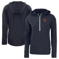 Chicago Bears Cutter & Buck Women's Throwback Daybreak Eco Recycled Half-Zip Hoodie Navy | NFL