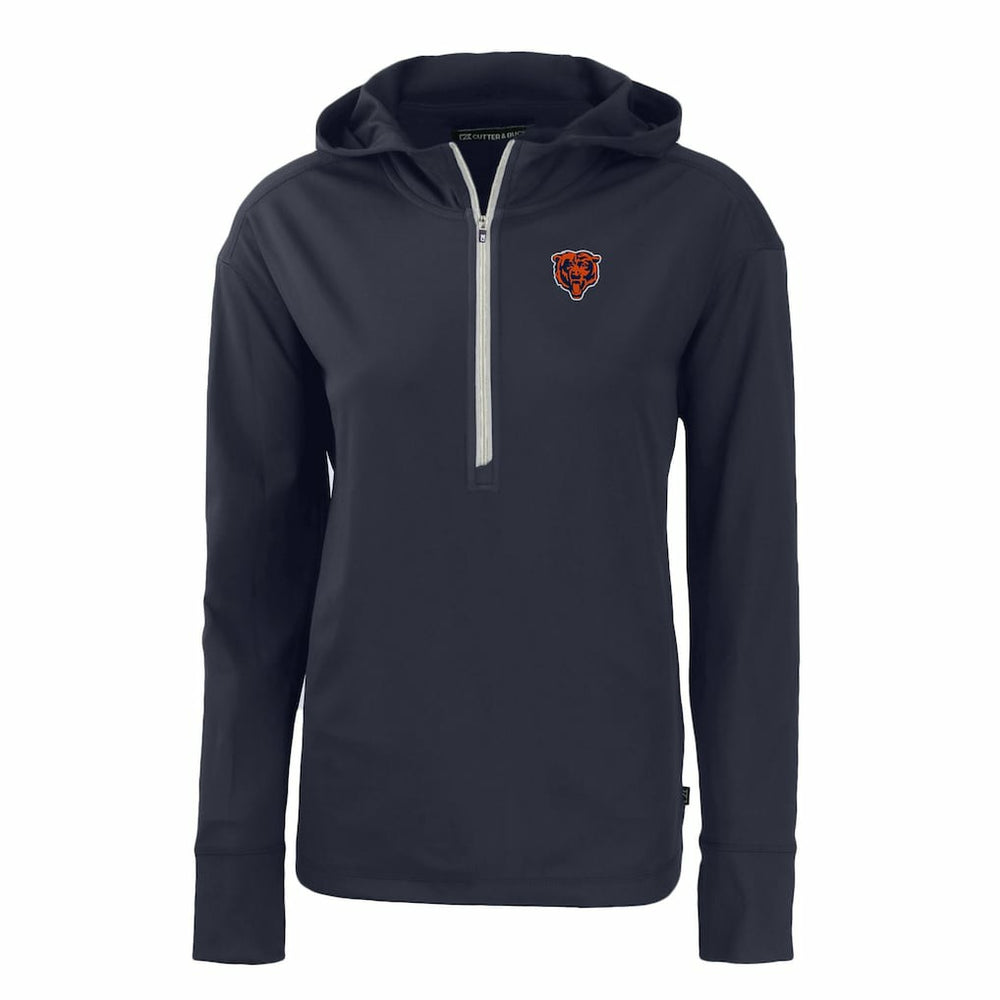 Chicago Bears Cutter & Buck Women's Throwback Daybreak Eco Recycled Half-Zip Hoodie Navy | NFL