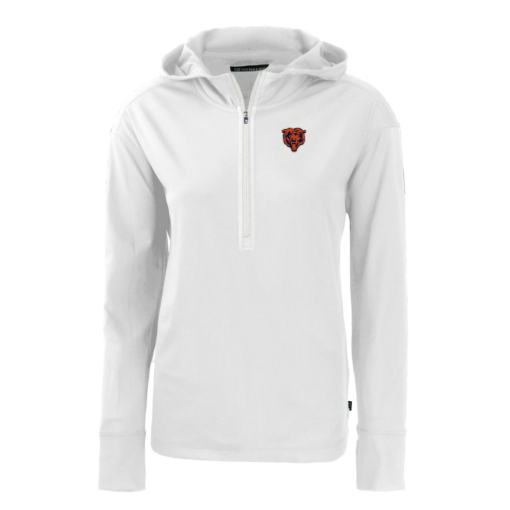 Chicago Bears Cutter & Buck Women's Throwback Daybreak Eco Recycled Half-Zip Hoodie White | NFL