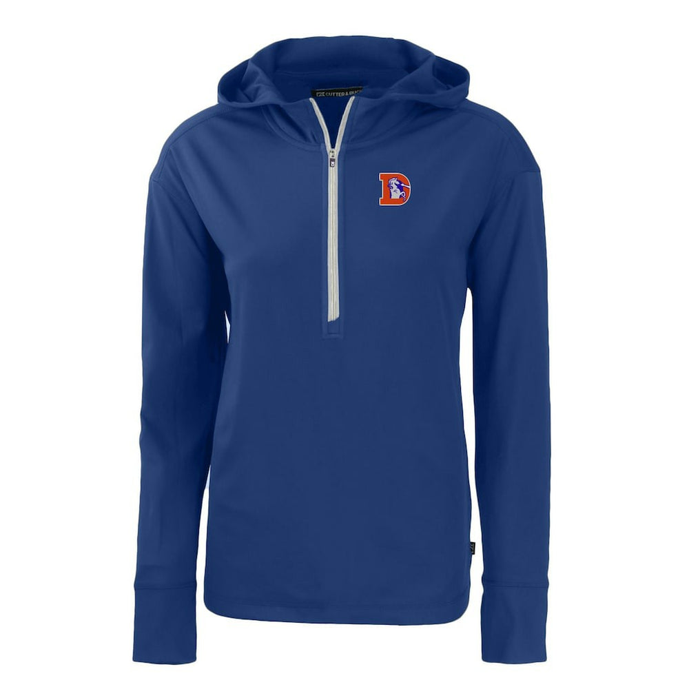 Denver Broncos Cutter & Buck Women's Throwback Daybreak Eco Recycled Half-Zip Hoodie Blue | NFL