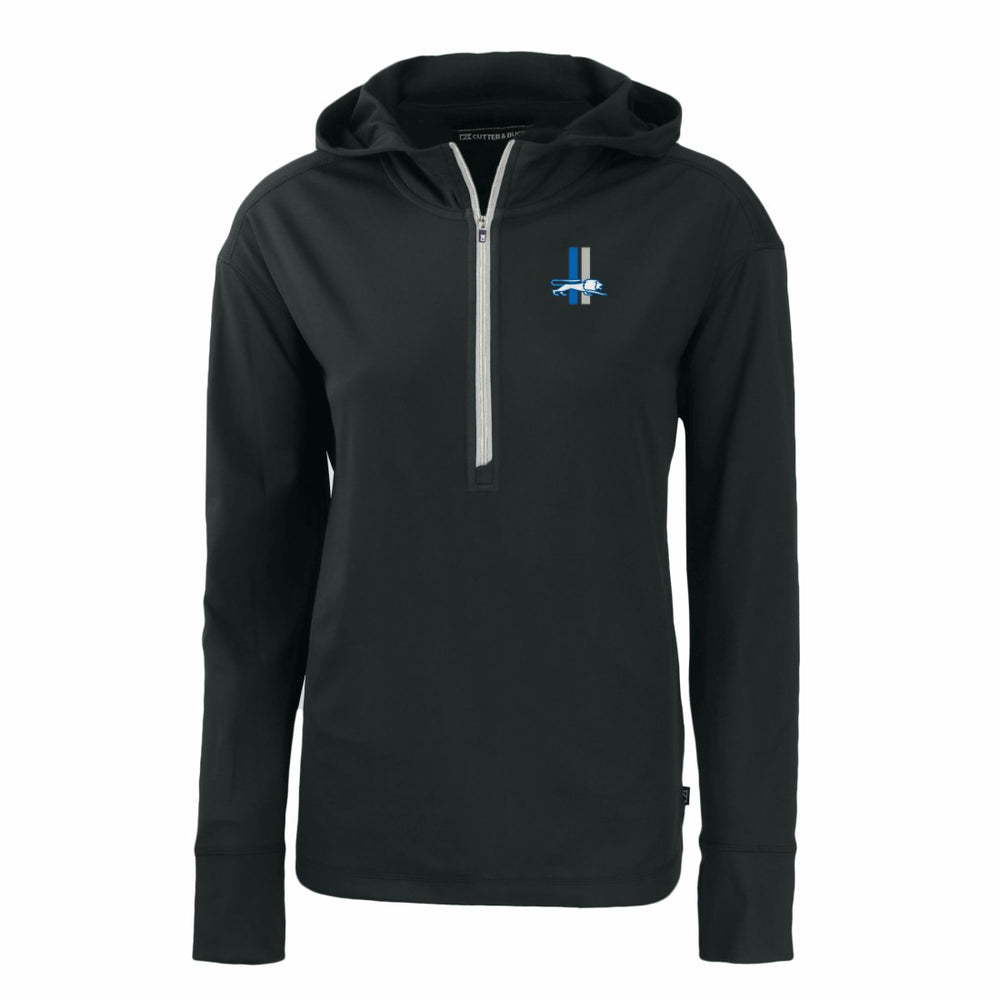 Detroit Lions Cutter & Buck Women's Throwback Daybreak Eco Recycled Half-Zip Hoodie Black | NFL