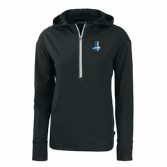 Detroit Lions Cutter & Buck Women's Throwback Daybreak Eco Recycled Half-Zip Hoodie Black | NFL