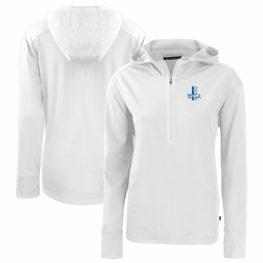 Detroit Lions Cutter & Buck Women's Throwback Daybreak Eco Recycled Half-Zip Hoodie White | NFL