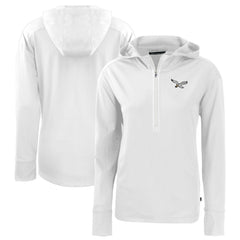 Philadelphia Eagles Cutter & Buck Women's Throwback Daybreak Eco Recycled Half-Zip Hoodie White | NFL