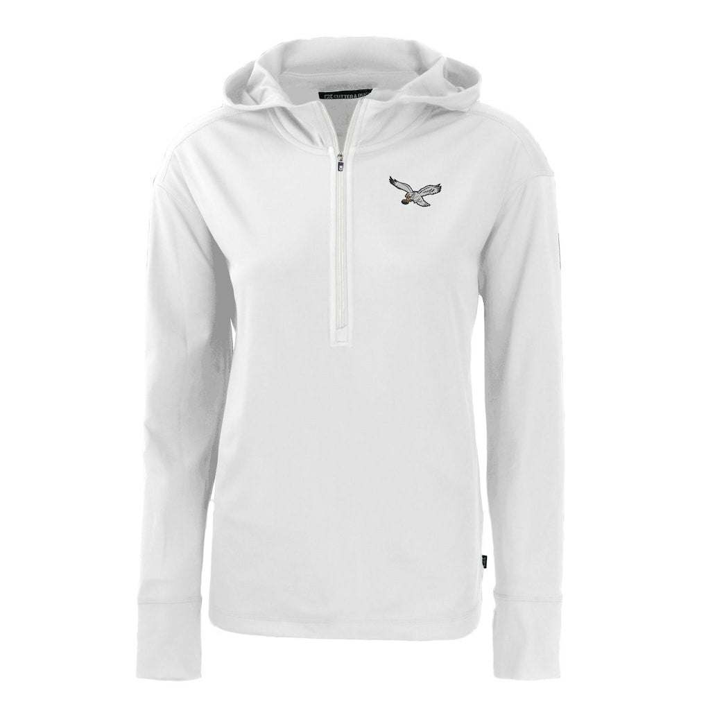 Philadelphia Eagles Cutter & Buck Women's Throwback Daybreak Eco Recycled Half-Zip Hoodie White | NFL