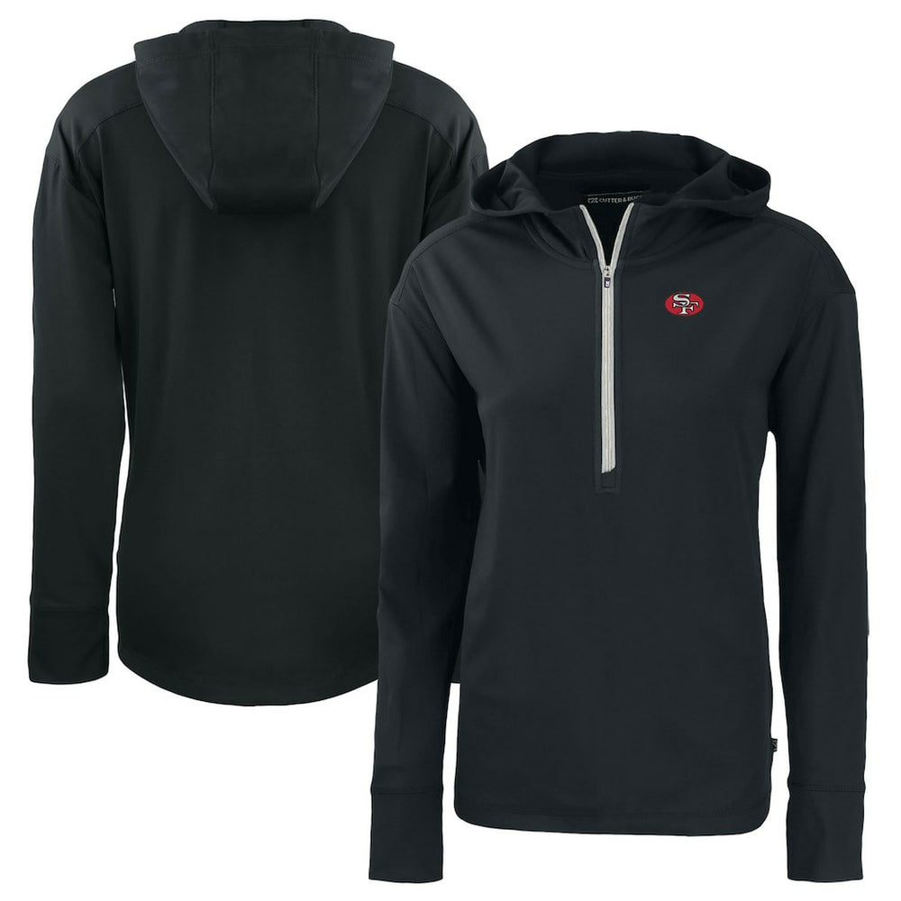 San Francisco 49ers Cutter & Buck Women's Throwback Daybreak Eco Recycled Half-Zip Hoodie Black | NFL