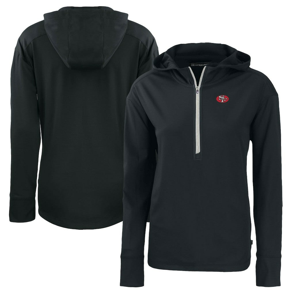 San Francisco 49ers Cutter & Buck Women's Throwback Daybreak Eco Recycled Half-Zip Hoodie Black | NFL