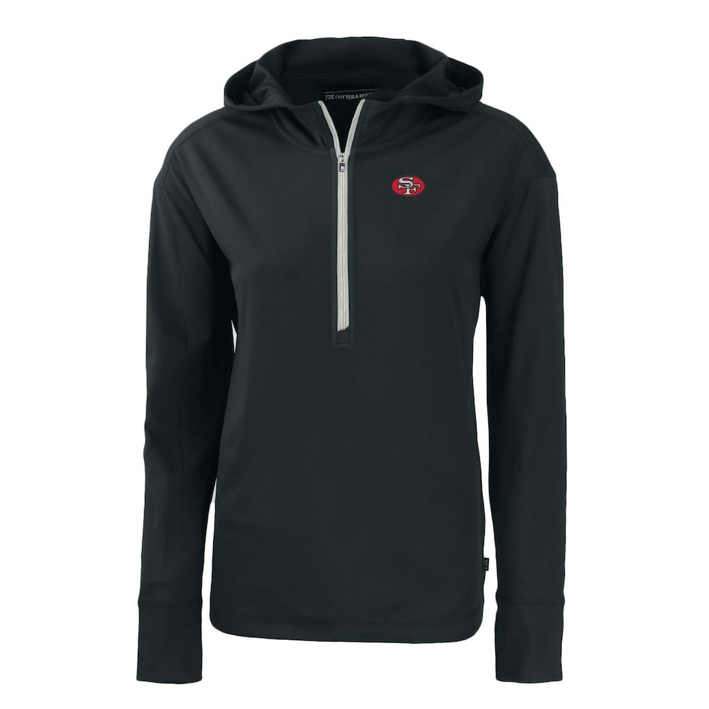 San Francisco 49ers Cutter & Buck Women's Throwback Daybreak Eco Recycled Half-Zip Hoodie Black | NFL