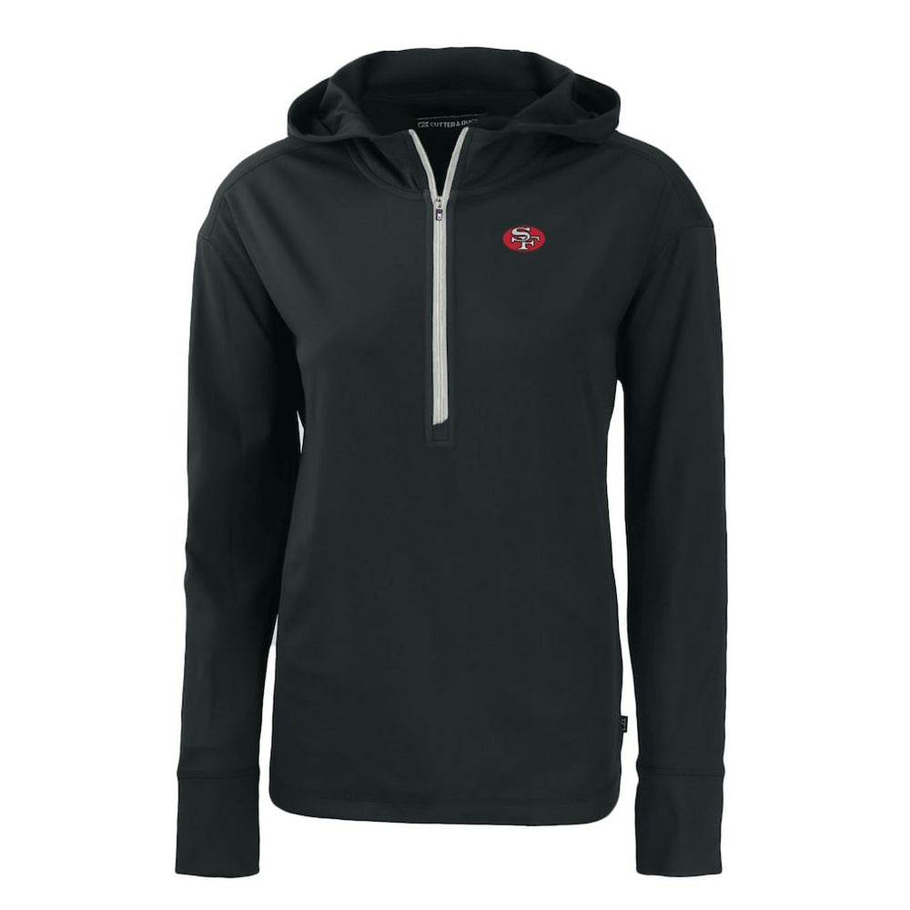 San Francisco 49ers Cutter & Buck Women's Throwback Daybreak Eco Recycled Half-Zip Hoodie Black | NFL