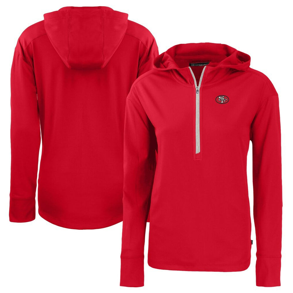 San Francisco 49ers Cutter & Buck Women's Throwback Daybreak Eco Recycled Half-Zip Hoodie Scarlet | NFL