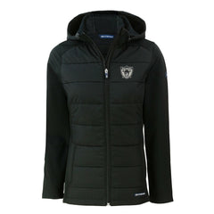 Las Vegas Raiders Cutter & Buck Women's Throwback Evoke Hybrid Eco Softshell Recycled Full-Zip Hoodie Jacket Black | NFL