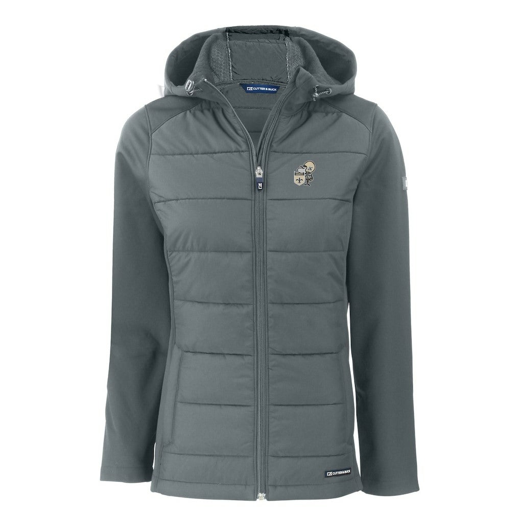 New Orleans Saints Cutter & Buck Women's Throwback Evoke Hybrid Eco Softshell Recycled Full-Zip Hoodie Jacket Gray | NFL
