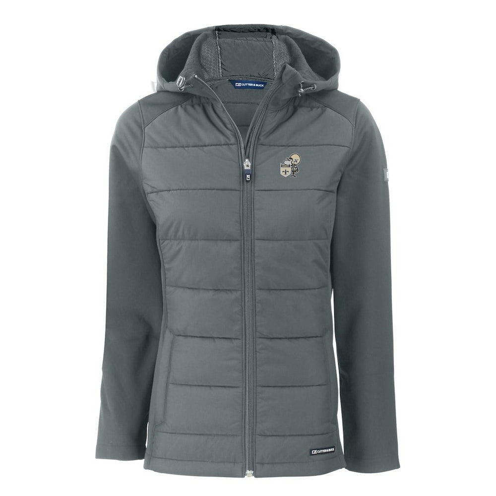 New Orleans Saints Cutter & Buck Women's Throwback Evoke Hybrid Eco Softshell Recycled Full-Zip Hoodie Jacket Gray | NFL