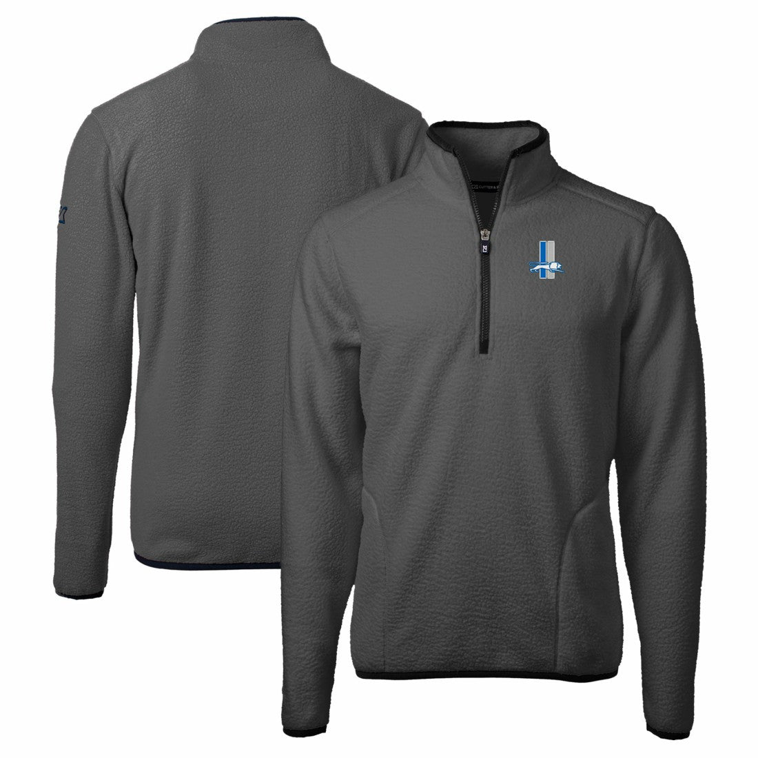 Detroit Lions Cutter & Buck Throwback Cascade Eco Sherpa Fleece Quarter-Zip Pullover Jacket Gray/Black | NFL