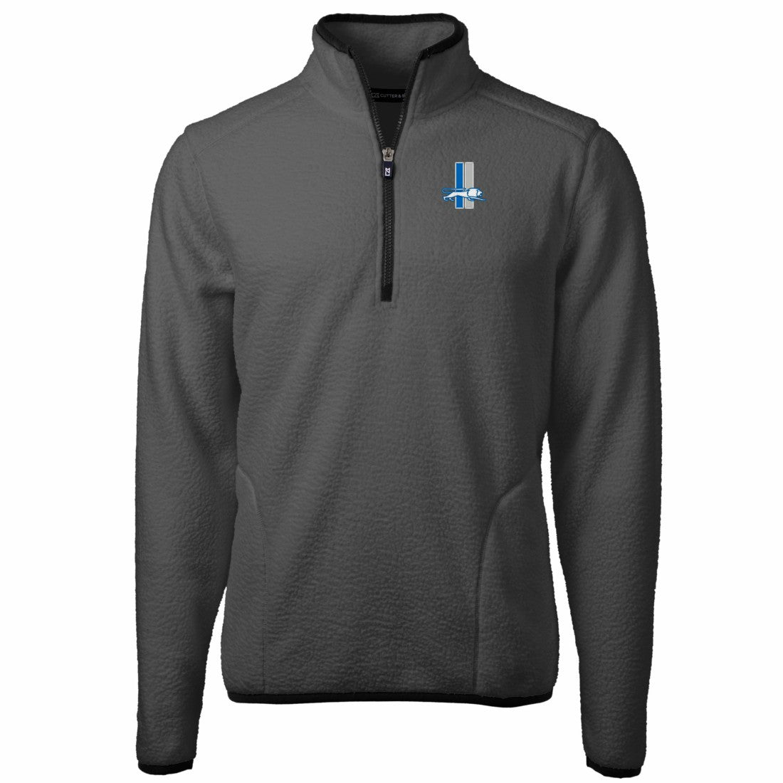 Detroit Lions Cutter & Buck Throwback Cascade Eco Sherpa Fleece Quarter-Zip Pullover Jacket Gray/Black | NFL