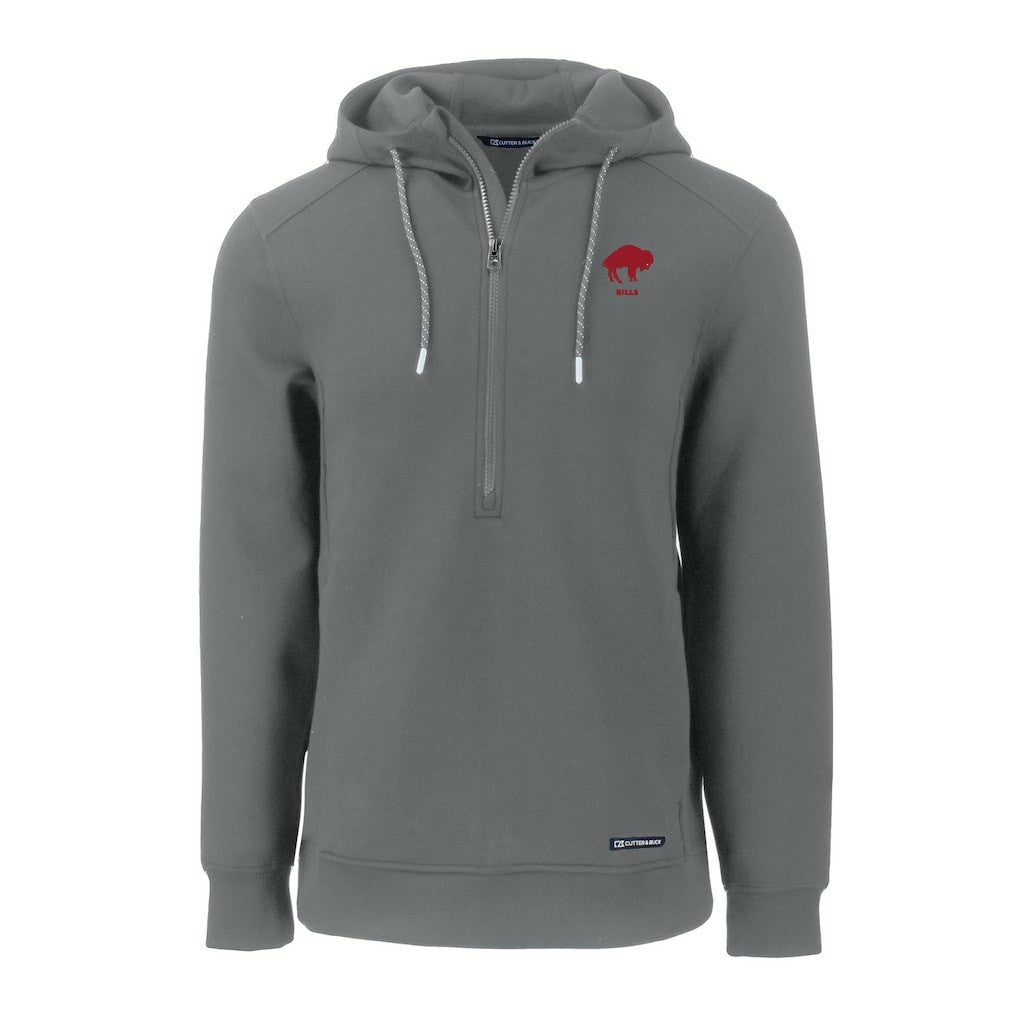 Buffalo Bills Cutter & Buck Throwback Roam Eco Half-Zip Recycled Pullover Hoodie Gray | NFL