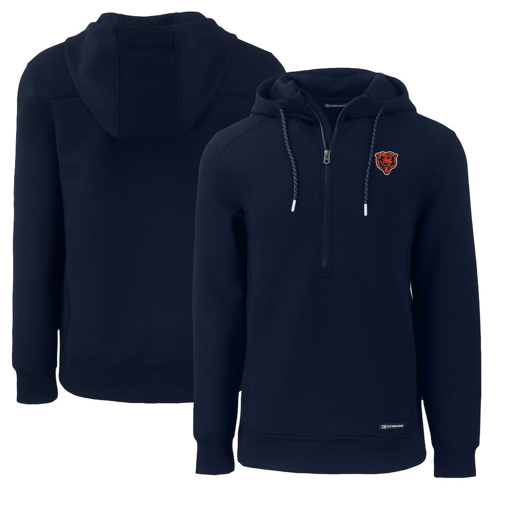Chicago Bears Cutter & Buck Throwback Roam Eco Half-Zip Recycled Pullover Hoodie Navy | NFL