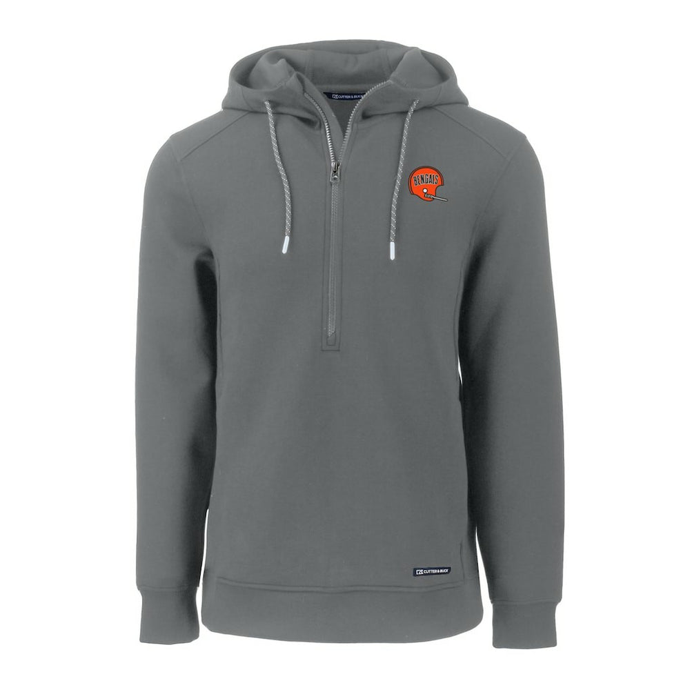 Cincinnati Bengals Cutter & Buck Throwback Roam Eco Half-Zip Recycled Pullover Hoodie Gray | NFL